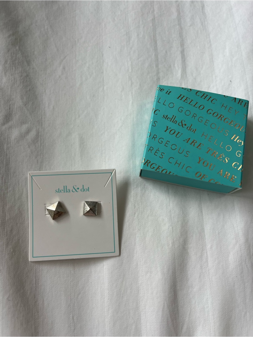 Stella & Dot Silver Pyramid Stud Earrings